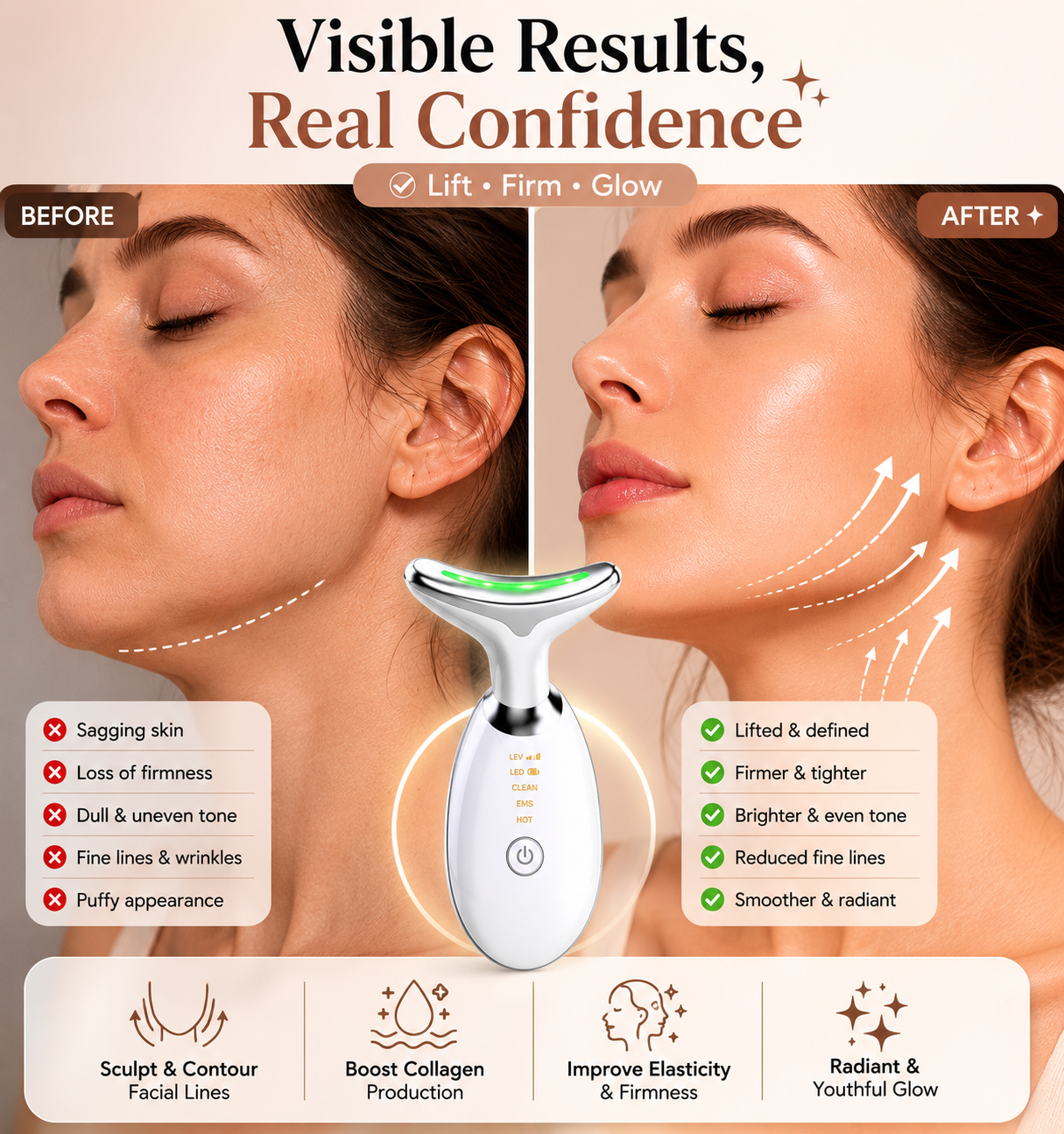 7-Color LED Neck & Face Sculpting Massager